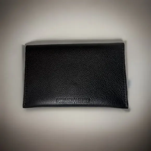 Portland Leather Goods Envelope Wallet Full Pebbled Leather Black Discontinued - Picture 2 of 3